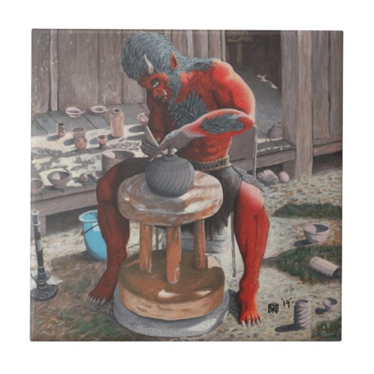 鬼回転陶器の車輪のファンタジーのセラミックタイル タイル (正面)