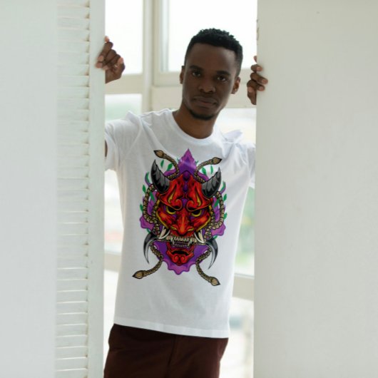 鬼日本の般若鬼面 Tシャツ