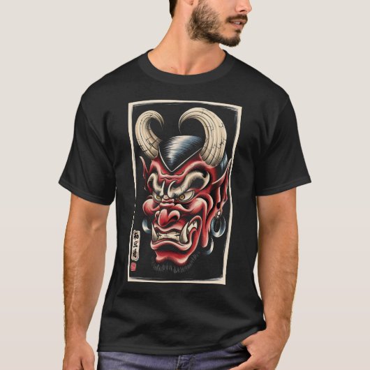 鬼日本の面 Tシャツ (正面)