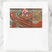 鬼若丸の鯉退治,国芳モンスターカープ、国芳、浮世絵 長方形シール (バッグ)