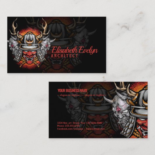 鬼面の侍の兜 名刺 (正面/裏面)