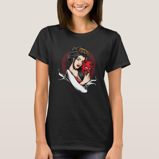 鬼面の芸者 Tシャツ (正面)