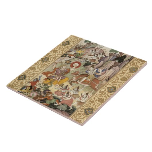 鬼Andhaka、c.1585-90を殺すShiva タイル (側面)