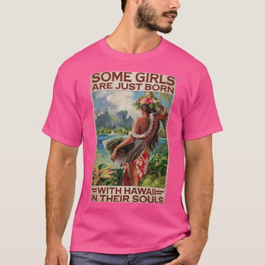 魂にハワイを持つ女の子もいる Tシャツ (正面)