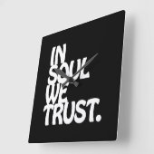 魂の中で我々は信頼する。 スクエア壁時計 (傾斜)