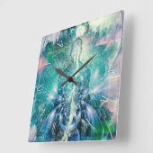 魂またはオーラとバイナリコード スクエア壁時計 (傾斜)