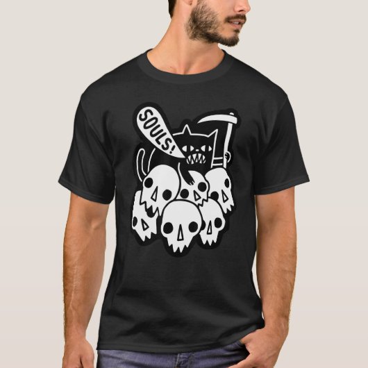 魂を猫に持っていかれた Tシャツ (正面)