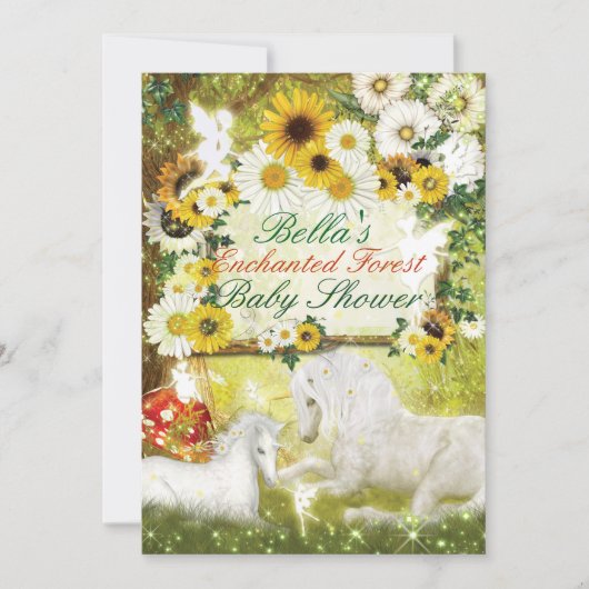 魅了されたユニコーンのベビーシャワー招待状 招待状 (正面)
