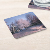 魅了された冬の不思議の国のコースター スクエアペーパーコースター (アングル)