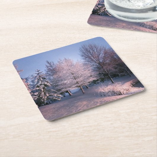 魅了された冬の不思議の国のコースター スクエアペーパーコースター (アングル)
