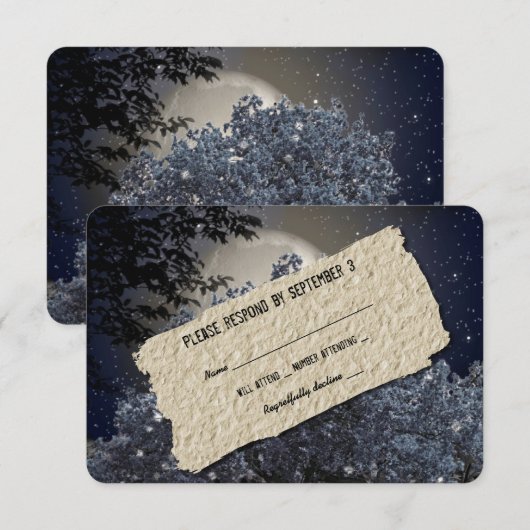 魅了された夜青い木RSVP 出欠カード (正面/裏面)