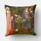 魅了された庭のウォーターハウスのファインアート クッション (裏面)