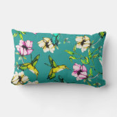 魅了された庭の水彩画のハチドリ及び花 ランバークッション (裏面)