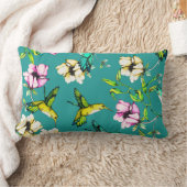 魅了された庭の水彩画のハチドリ及び花 ランバークッション (ブランケット)