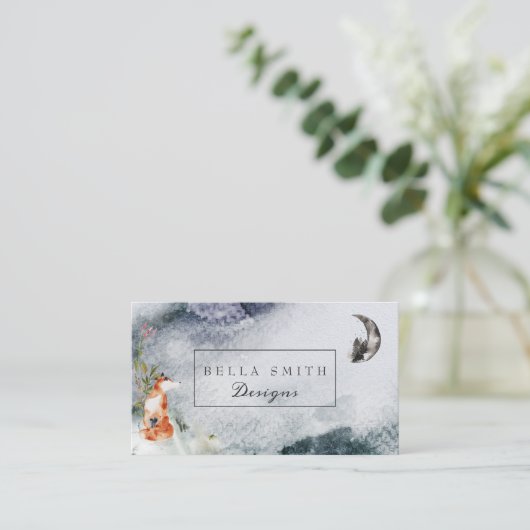 魅了された森林名刺のキツネの月 名刺 (スタンド正面)