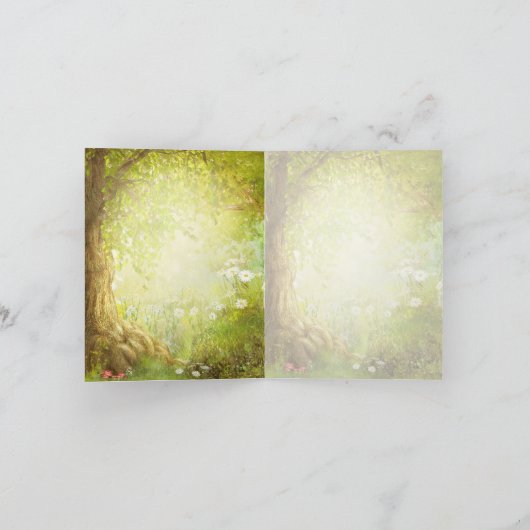 魅了された森林場面は感謝していしています サンキューカード (内部)