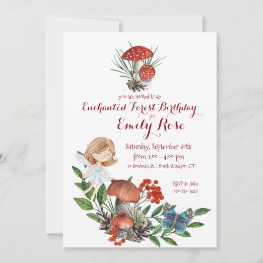 魅了された森林妖精の誕生日の招待状 招待状 (正面)