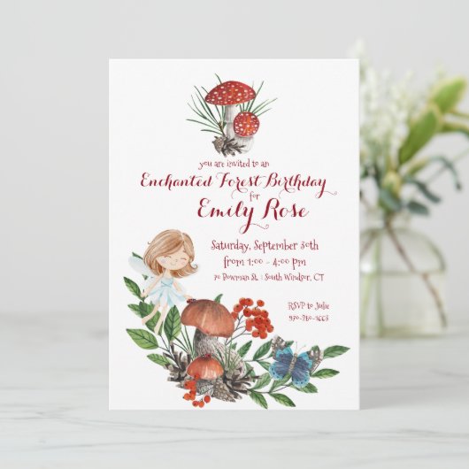魅了された森林妖精の誕生日の招待状 招待状 (スタンド正面)