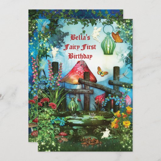 魅了された森林妖精森林パーティの招待状 招待状 (正面/裏面)