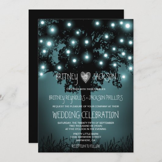 魅了された森林素朴な木の結婚式招待状 招待状 (正面/裏面)