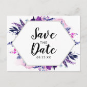 魅了された花のすみれ色の水彩画の保存日付 案内ポストカード (正面)