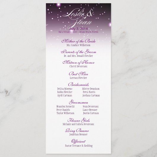 魅了される夜の結婚式プログラムを均等にします プログラム (裏面)