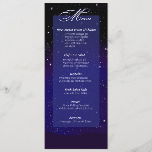 魅了される夜の結婚式メニューを均等にします メニュー (正面)