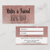 魅力のばら色の金ゴールドのグリッターの網の紹介カード 紹介カード (正面/裏面)