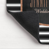 魅力のばら色の金ゴールドのグリッターの黒のストライプ|のモノグラム マウスパッド (コーナー)