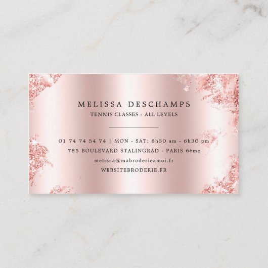 魅力のばら色の金ゴールドのグリッターは額のメーキャップアーティストを打ちます 名刺 (裏面)