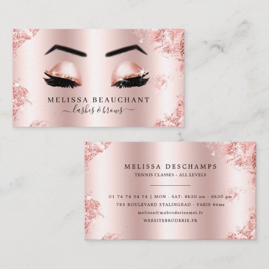 魅力のばら色の金ゴールドのグリッターは額のメーキャップアーティストを打ちます 名刺 (正面/裏面)