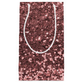 魅力のばら色の金ゴールドのピンクのフェイクなグリッターのプリントの輝き スモールペーパーバッグ (正面)