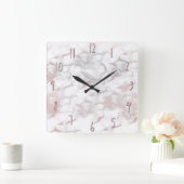 魅力のばら色の金ゴールドのピンクの大理石のトレンディー スクエア壁時計 (ホーム)