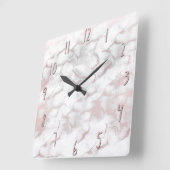 魅力のばら色の金ゴールドのピンクの大理石のトレンディー スクエア壁時計 (傾斜)