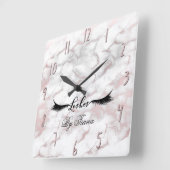 魅力のばら色の金ゴールドのピンクの大理石は美しいの化粧を打ちます スクエア壁時計 (傾斜)