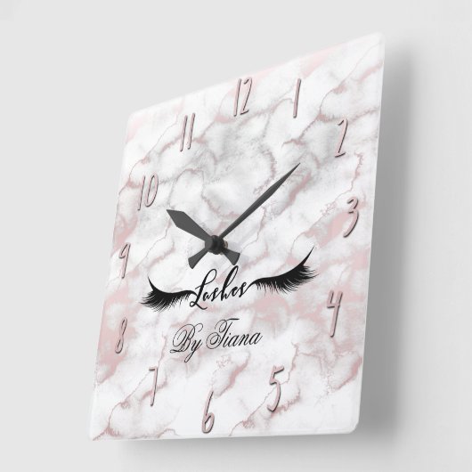 魅力のばら色の金ゴールドのピンクの大理石は美しいの化粧を打ちます スクエア壁時計 (傾斜)