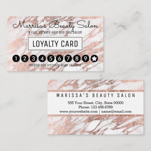 魅力のばら色の金ゴールドの白い大理石のロイヤリティの割引穿孔器 ロイヤリティカード (正面/裏面)