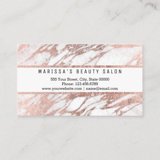 魅力のばら色の金ゴールドの白い大理石の名刺 名刺 (裏面)