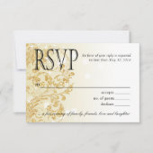 魅力のグリッター豪華でグラデーションなRSVP |のシャンペン 出欠カード (正面)