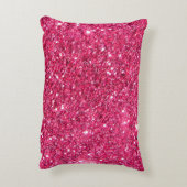 魅力のショッキングピンクのグリッター アクセントクッション (裏面(縦))