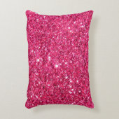 魅力のショッキングピンクのグリッター アクセントクッション (正面(垂直))