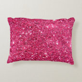 魅力のショッキングピンクのグリッター アクセントクッション (裏面)