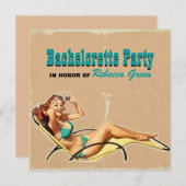 魅力のプールの水着のレトロのバチェロレッテ 招待状 (正面/裏面)