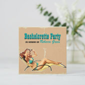 魅力のプールの水着のレトロのバチェロレッテ 招待状 (スタンド正面)