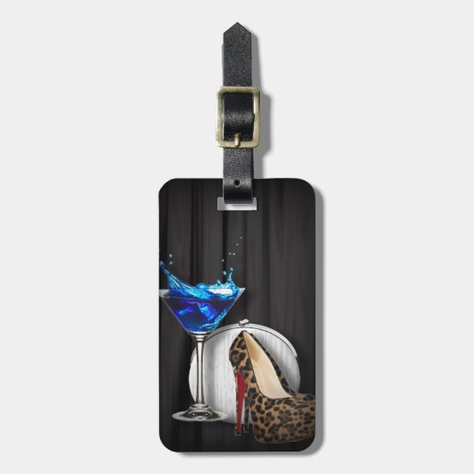 魅力のマルティーニのカクテルパーティーの女の子のstilletos ラゲッジタグ (正面縦)