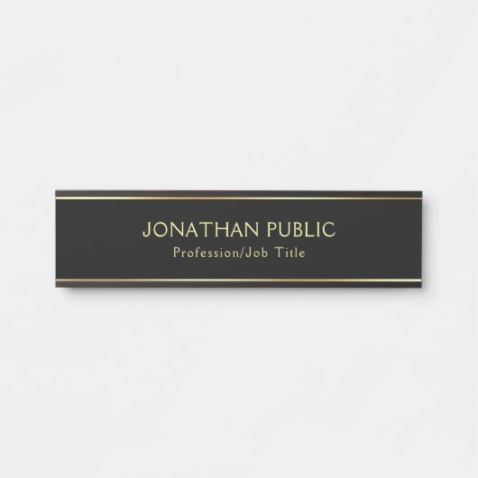 魅力のモダンな黒および金ゴールドのテンプレートのつるすこと サインプレート (正面)
