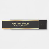 魅力のモダンな黒および金ゴールドのデザインのテンプレート サインプレート (正面)