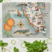 魅力のヴィンテージのフロリダの地図 キッチンタオル (折り畳み)