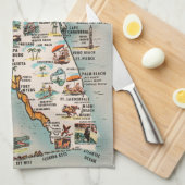 魅力のヴィンテージのフロリダの地図 キッチンタオル (四つ折り)