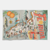 魅力のヴィンテージのフロリダの地図 キッチンタオル (横)